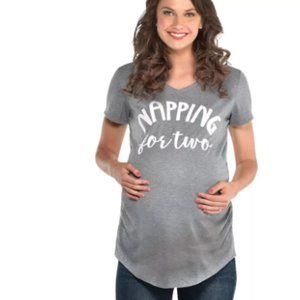 Gray Napping for Two Maternity T-Shirt - Size XL
